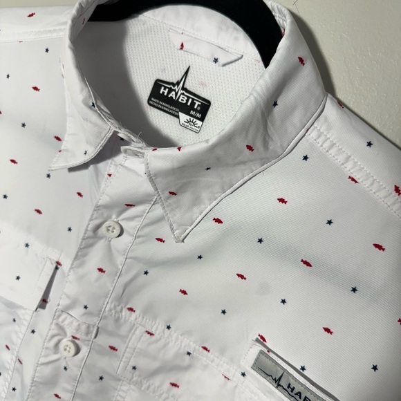 Habbit Outdoors Gear Vented Moisture Wicking Shirt Size M, Red/whte/blue - Picture 2 of 4